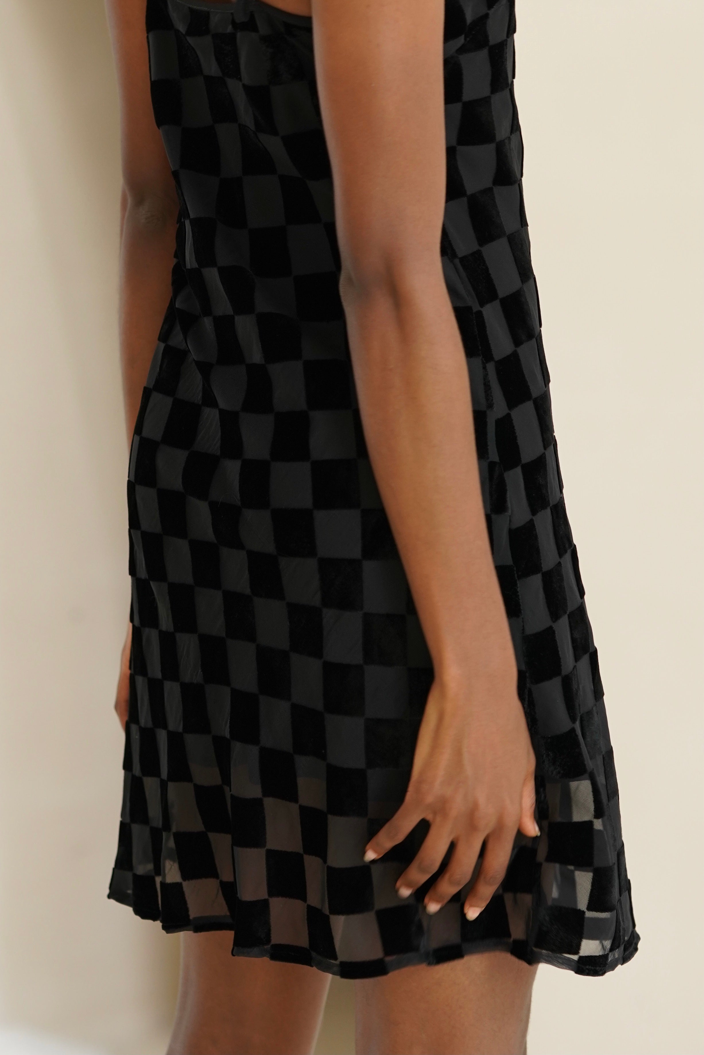 UUNIQ BETH'S CHECKERBOARD Lingerie-style Mini Dress